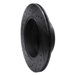 BMW X5 Brake Rotor (1) - Rear Right - R1 Concepts - Drilled & Slotted - Black - `02-`06